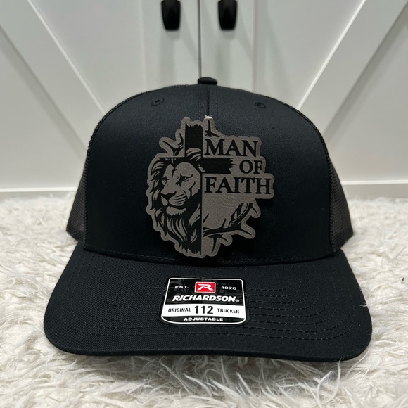 Man of faith laser engraved trucker Richardson 112 hat. - Picture 2 of 2